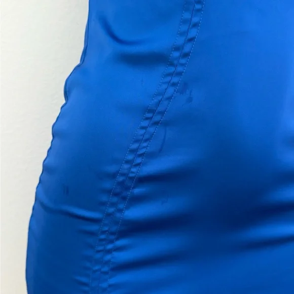 Oh Polly Cobalt Blue Satin Mini Dress- size 6 - Picture 6 of 7